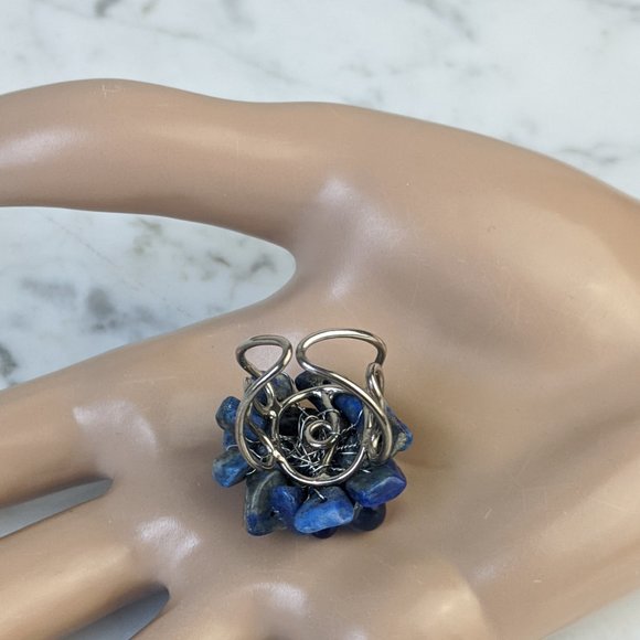 BLUE STONE Nugget Cluster Adjustable Ring - Picture 7 of 12